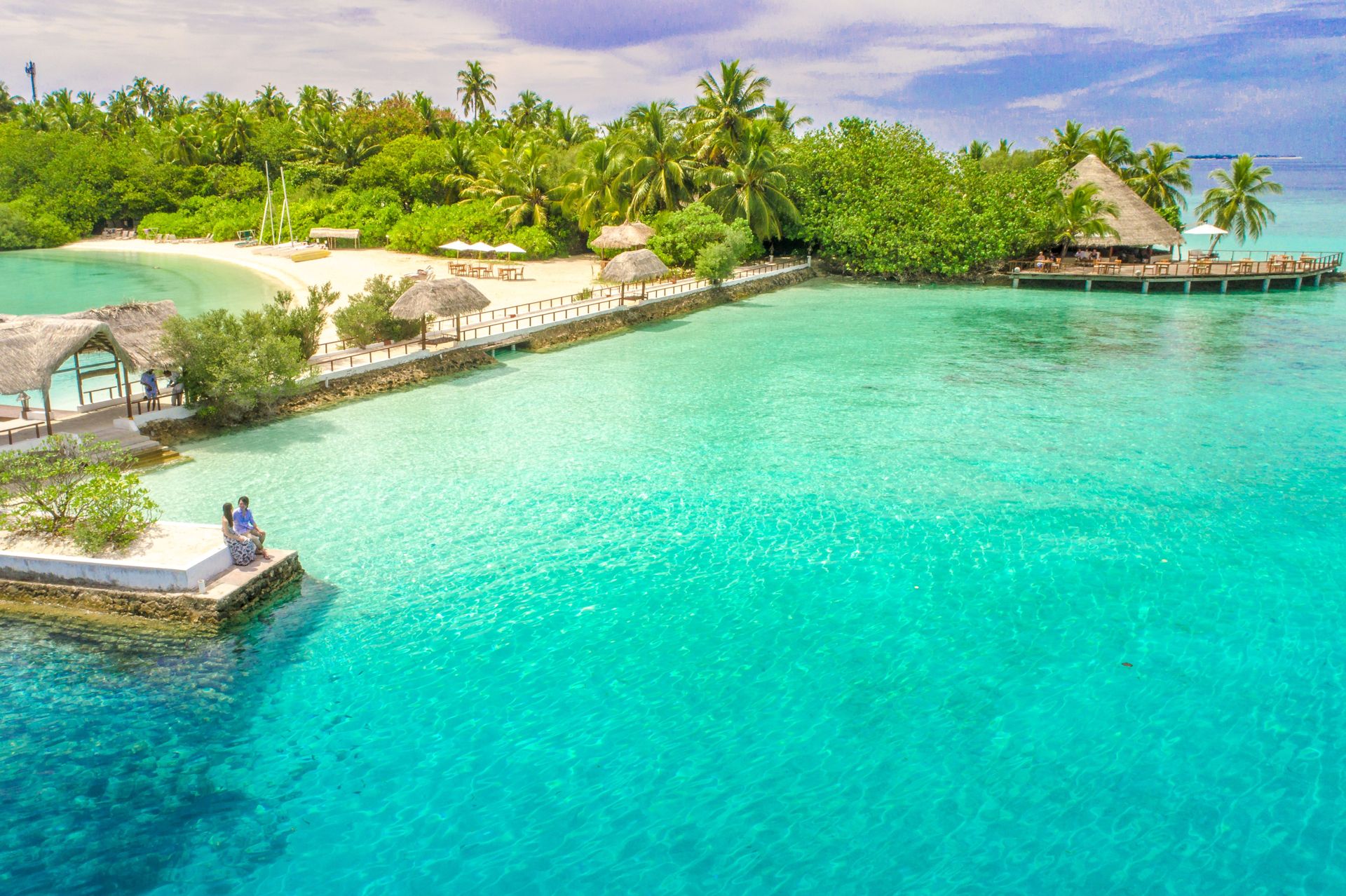 Tropical beach chalets beside the sea
